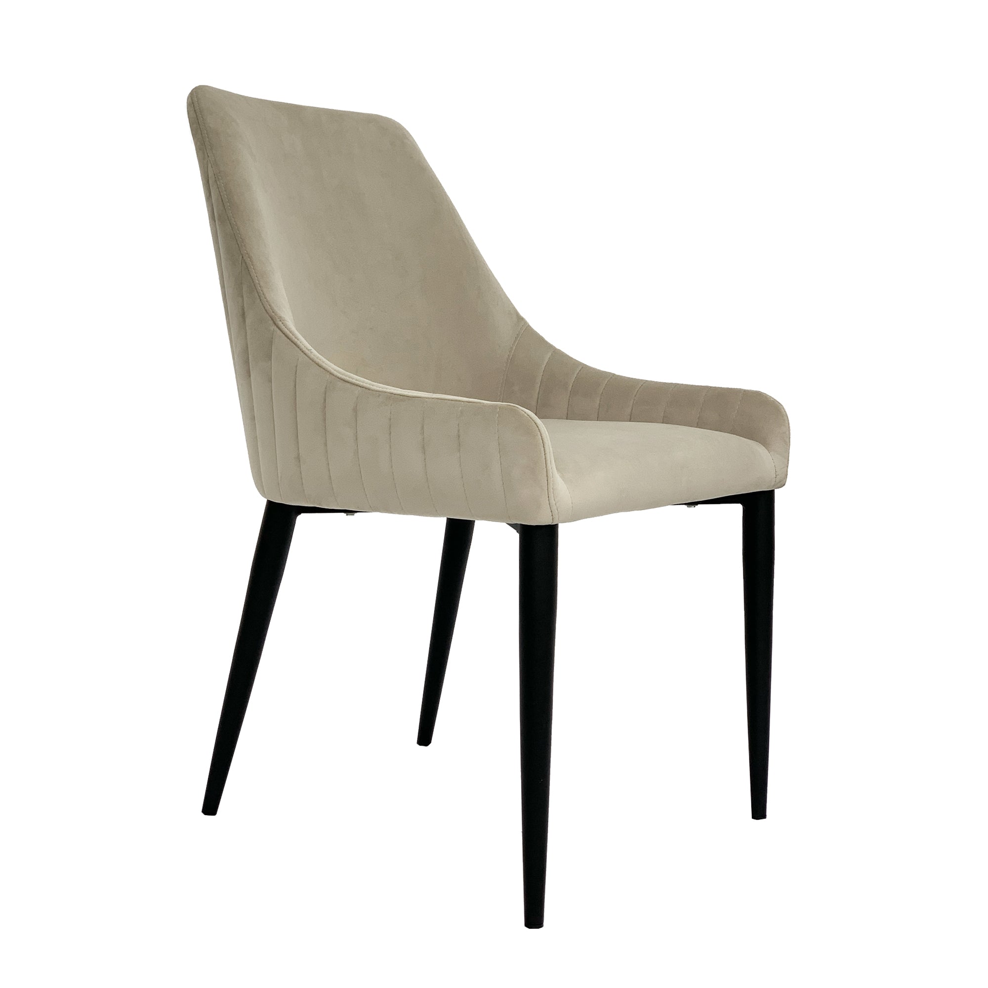 Vera Beige Velvet Dining Chair With Black Legs