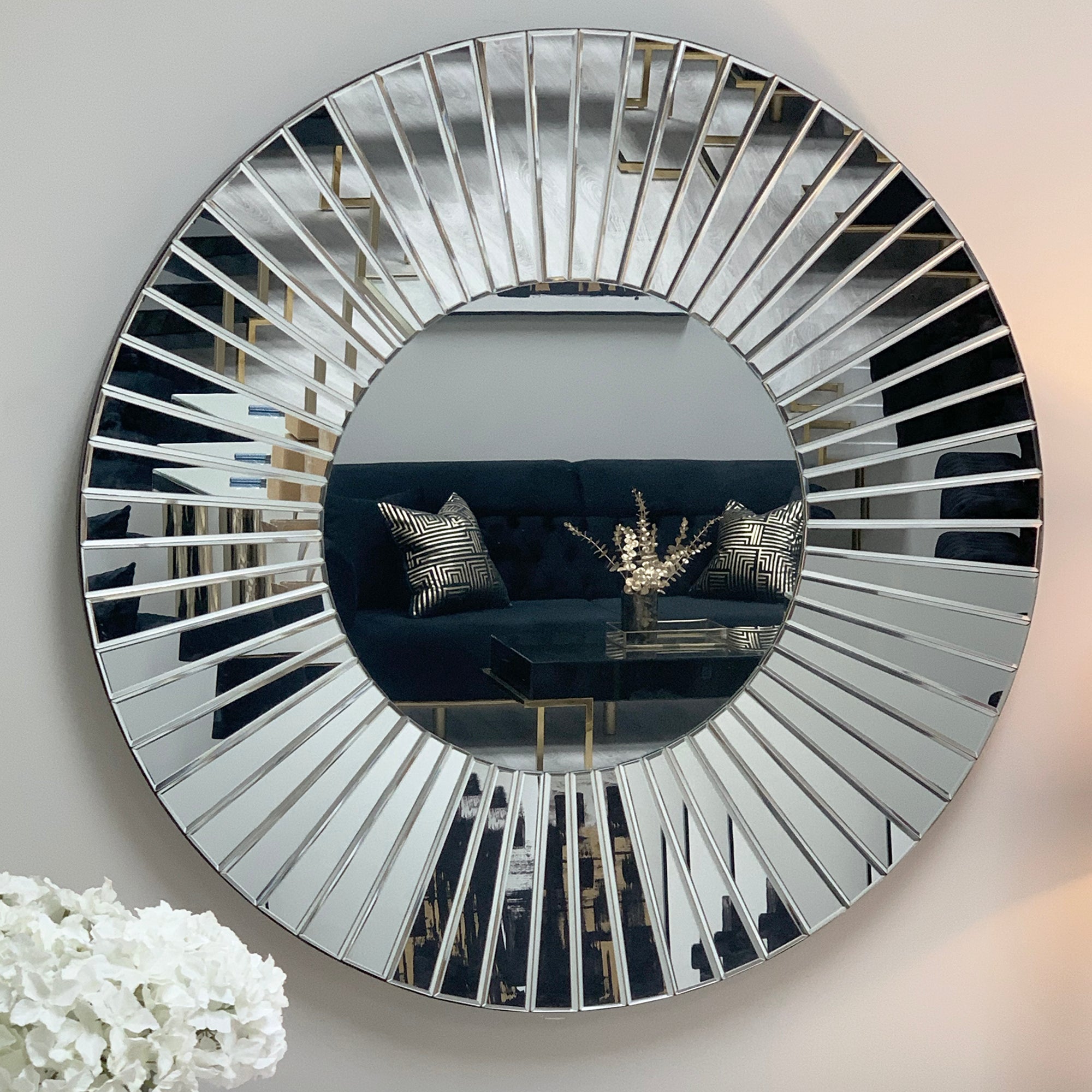 Isabella Round Bevelled Mirror In Silver