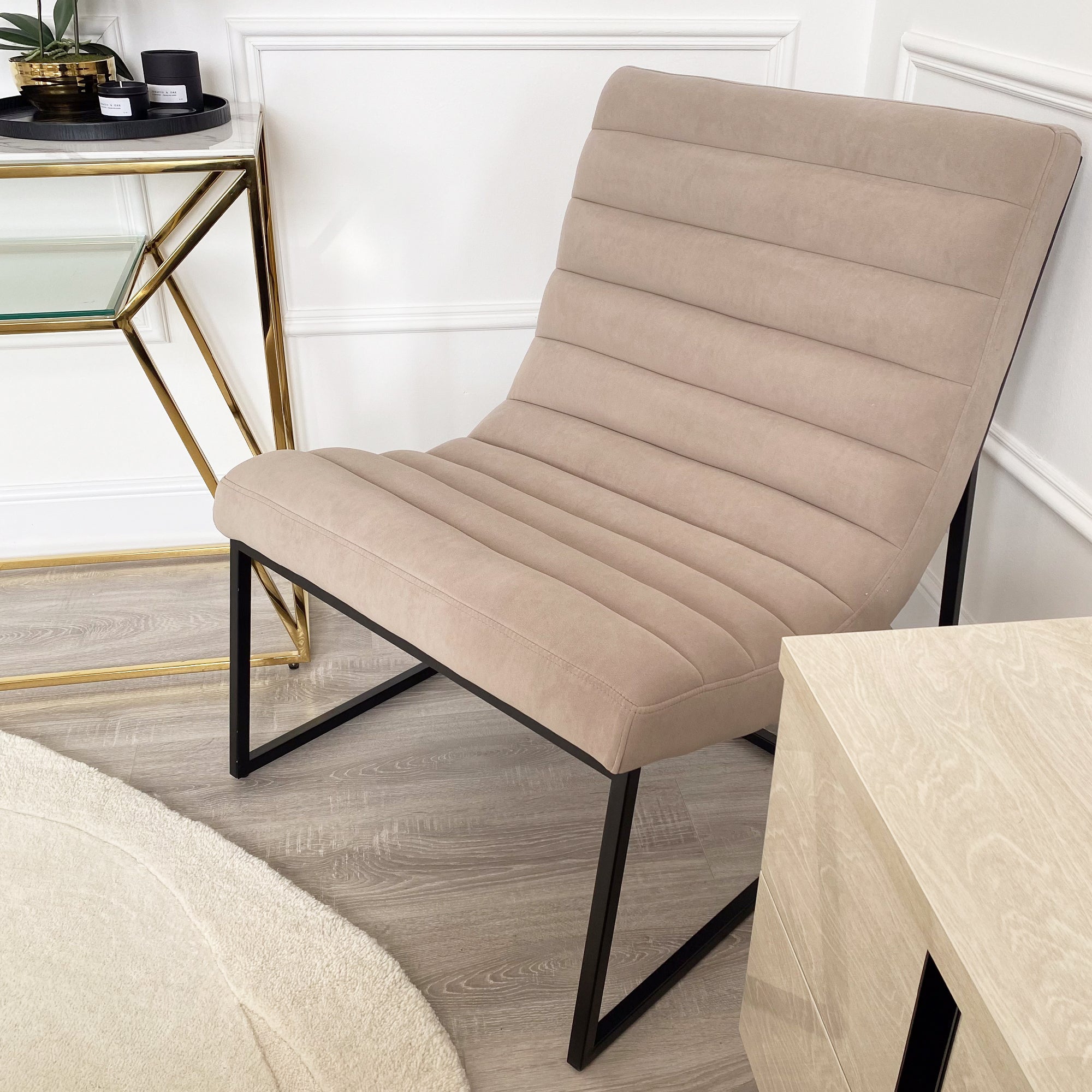 Soho Taupe Velvet Accent Chair with Black Frame