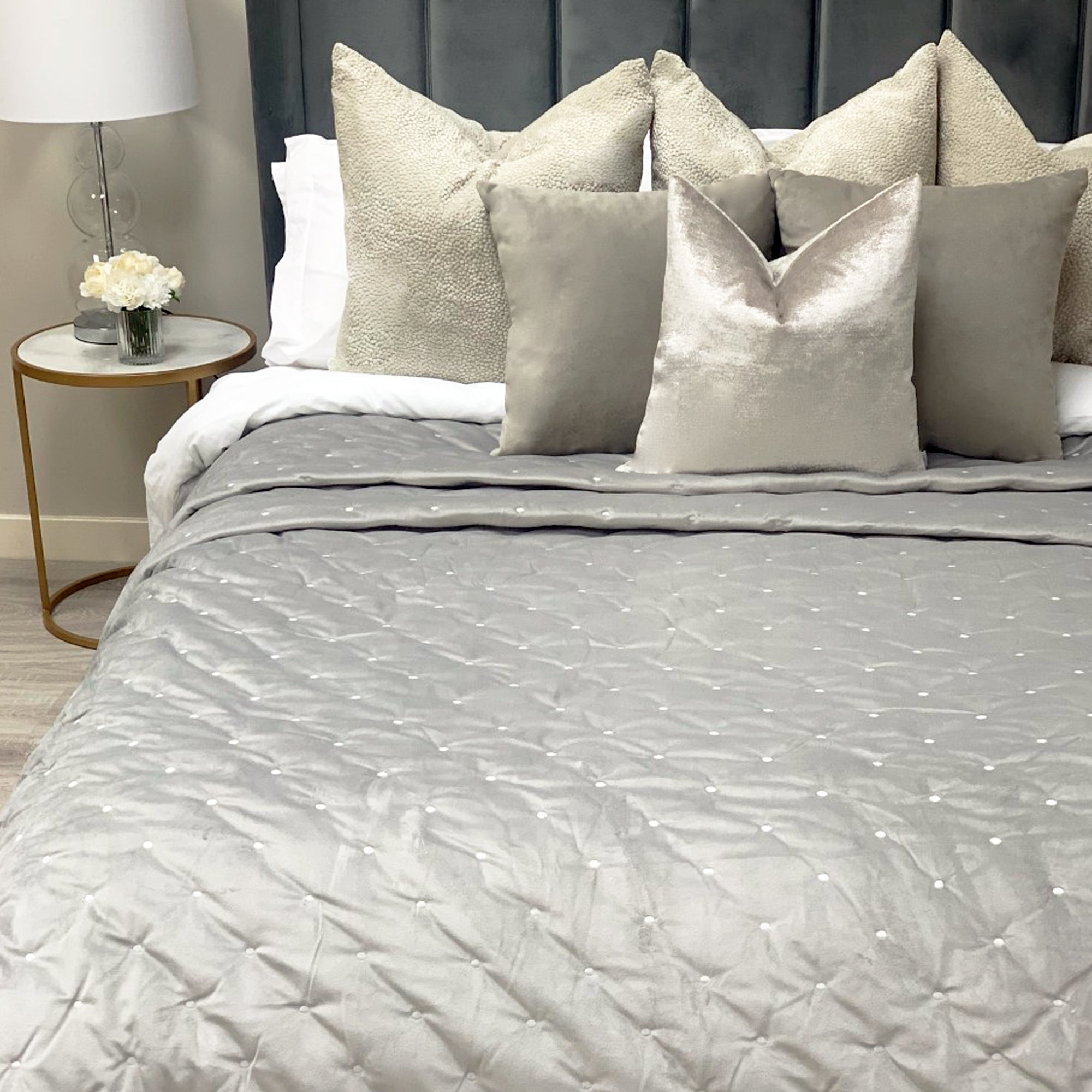 Knightsbridge Grey Velvet Throw Blanket