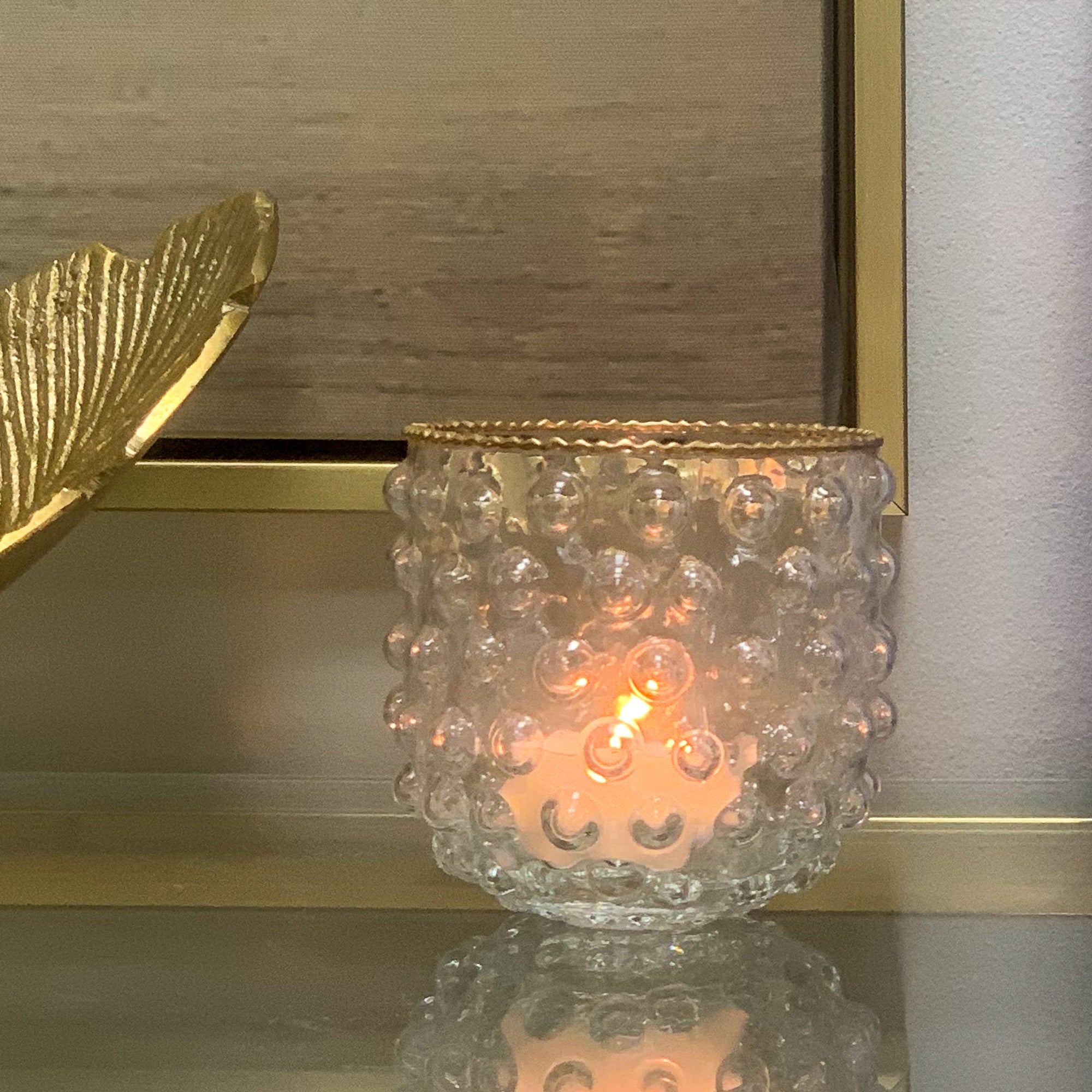 Glass Hobnail Votive Candle Holder
